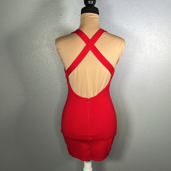 Revolve NBD red plunge front Valentine’s Day sleeveless mini party club dress XS - Picture 4 of 8